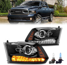 Halogen Headlights Assembly for 2013-2018 Dodge Ram 1500 2500 3500 Projector Mod picture