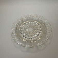 Vintage Clear Pressed Glass Hobnail Sunburst Scalloped Edge Ashtray Trinket Dish picture