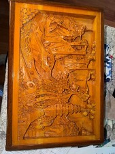 Hand-Carved Wooden Wall Art Panel – Asian Scene, 13