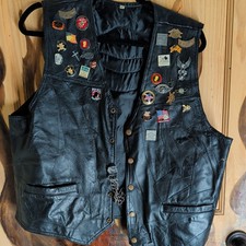 Vintage Harley Owners Group Genuine Leather vest With Vintage Pins (SIZE XL) picture