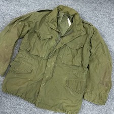 Vintage 70s US Army Military M-65 Field Coat Jacket Men M Sateen Green No Liner picture