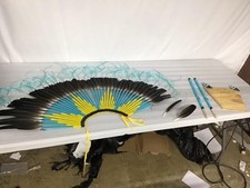 Native American Style, Bustle, Regalia, Pow-Wow, Turquoise/Yellow picture