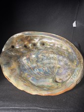Vintage Large Abalone Shell Dish Gold Rainbow Iridescence Smudge Pot Decor picture