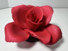 Vintage Napoleon Italy Red Rose Bud Capodimonte Porcelain Coquette Style 4.5” picture