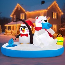 Weatherproof 6FT Christmas Polar Bear & Penguin Yard Inflatables - Easy Setup picture