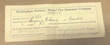 Antique 1928 Farmers Mutual Fire Insurance New Hampshire Assessment Receipt picture