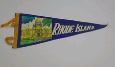 Vintage Rhode Island Capitol Print Pennant Flag Rare Felt 50s 60s USA RI Used picture