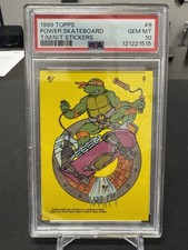 1989 Topps TMNT Stickers Power Skateboard #9 Michelangelo PSA 10 POP 20 picture