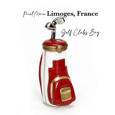 Limoges France Peint Main Golf Clubs Bag Trinket Box S&S Mark Mint picture