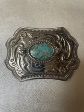 Gorgeous Arizona Sourced Chrysocolla Stone Set In A Vintage Buckle picture