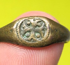 AMAZING UNIQUE SPANISH MEDIEVAL KNIGHTS CRUSADERS  TEMPLAR CROSS RING 11-12th. C picture