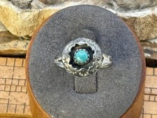 Vintage Native Navajo Sterling Stamped Shadowbox Concho Ring Sz 7--2307.26 picture
