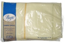 2 Standard Pillowcase Vtg Pacific Yellow Cotton Combed Percale picture