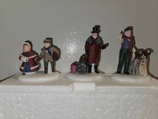 Vintage Hand Painted porcelain Xmas village set of 3 figures with original box picture