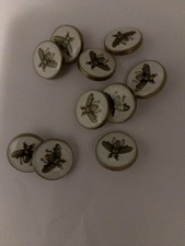 SET OF 10 GUCCI BUTTONS GG LOGO BRONZE METAL ROUND 18MM picture