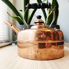 1930s Simplex Patent Whistling Solid Copper Tea Kettle England 786743 Gas / Elec picture