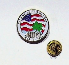 NACH St. Patti's Day Run 2002 Vintage Lapel Pin USA Shamrock Flag picture