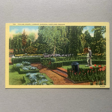 Portland Oregon OR Italian Court Lambert Gardens Flower Statue Unposted Postcard picture