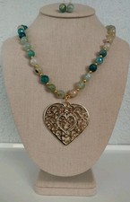 collar de agata verde chapa ,artesanal mexicano,green Necklace agates,hand Made picture