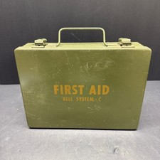 Vintage Bell System-C First Aid Kit Metal Box Original Contents Telephone Co picture