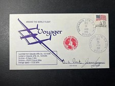 Dick Rutan Jeana Yeager Signed 1986 Voyager World Flight Cover Edwards AFB Auto picture