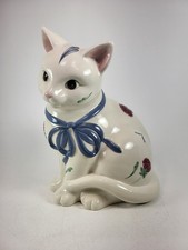 Lenox Poppies On Blue Ceramic Cat Cookie Jar Barnyard Collection No Box  10.5 picture