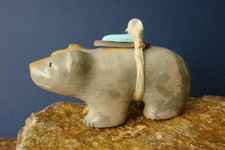 1970's Vintage Zuni Fetish Travertine Bear Carving By Bernard Homer Jr. (d) picture