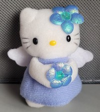 Vintage 2001 Hello Kitty Blue Angel Flower Mini Magnet Plush 3.25in NEW Sanrio picture