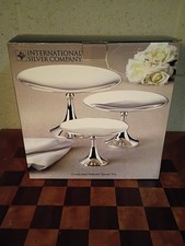 International Silver Company Graduated Pedestal Server Trio Silverplated 3pc Set picture