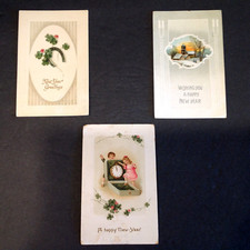 Antique New Year Postcards Germany Embossed-Lot of 3 picture