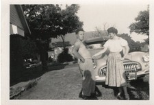 Beautiful Woman Flirting Shirtless Man Buick Special Classic Car Photo Snap Vtg picture