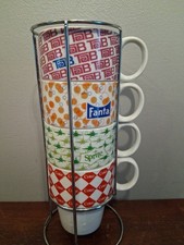 Vintage Gibson Stackable Coffee Mugs Tab / Sprite / Coke / Fanta Soda Theme Used picture