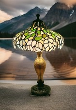 Durand Marked M.S. Co Aurene 21” Table Lamp With A Meyda Tiffany Leaded Shade picture