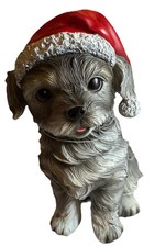 10” Gray Shih Tzu Puppy Figurine Statue Santa Hat Humane World for Animals New picture