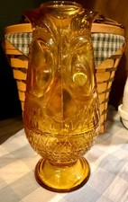 VINTAGE Viking Amber Owl Fairy Lamp  Mid-Century, 7 1/8