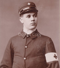 US Army Medic Soldier Cabinet Card Photo Madison Barracks NY Bigelow Plattsburgh picture