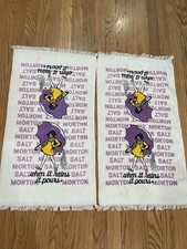 Set Of 2 Vtg 1970s Morton Salt Kitchen Hand Towels Advertising All Cotton picture