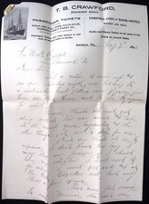 1893 T.B. Crawford Steamship Agent Red Star Line Jermyn PA Letterhead picture