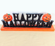 Happy Halloween Black Resin Sign Tabletop Mantel Home Decor 16