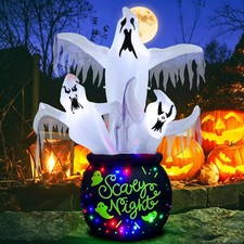 8FT Halloween Inflatables Outdoor Ghost Decorations with Built-in LEDs | Blow Up picture