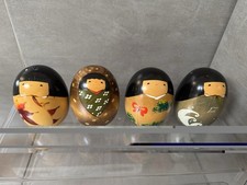 Okamoto Usaburo Poetry of the Four Seasons Kokeshi Doll Set of 4 Signed Japan picture