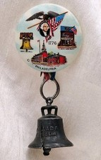 VTG PHILADELPHIA 1926 Sesquicentennial Pin-Back Button Liberty Bell Dangle *RARE picture