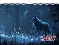 2027 Wall Calendar ~ Lone Wolves: Majestic Wolves in Dramatic Twilight Snowy picture