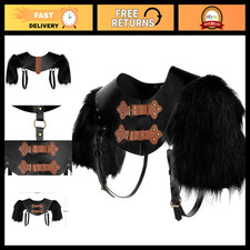 Medieval Double Pauldron Shoulder Armor - Viking Faux Leather & Fur Cosplay LARP picture