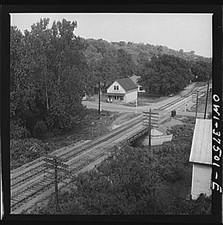 Photo:Railroad Crossing Bus Route Columbus 1900s Rural House Bridge Tracks picture