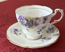 VTG Paragon Violetta Bone China Teacup & Saucer Set Purple Violets Gold England picture