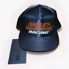 Brand New Harley Davidson Racing Snap Back Hat Ball Cap Orange Black Satin picture