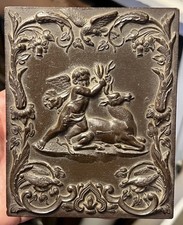 Antique Victorian 1870’s Cupid & Stag Union Case w/ Named Ambrotype Photo picture