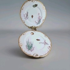 Vintage Gilman Gold Gilt Aquatic Scene Plates Gilman Collamore NY Union Square. picture