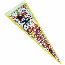 1960s Pennsylvania Dutch Country Pennant Felt Flag Amish Vtg Souvenir 24” Yellow picture